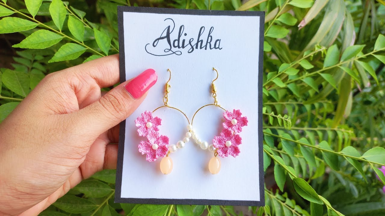 HOW TO MAKE BEAUTIFUL CROCHET FLOWER BEAD EARRINGS | CUTE DIY Jewellery Tutorial | Flor de crochê