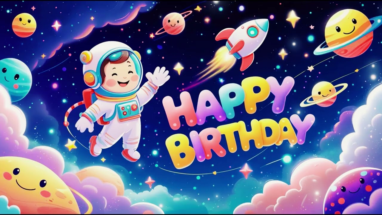 Space Theme Birthday Wallpaper with Happy Birthday Music #happybirthday #wallpaper #kids #spacetheme