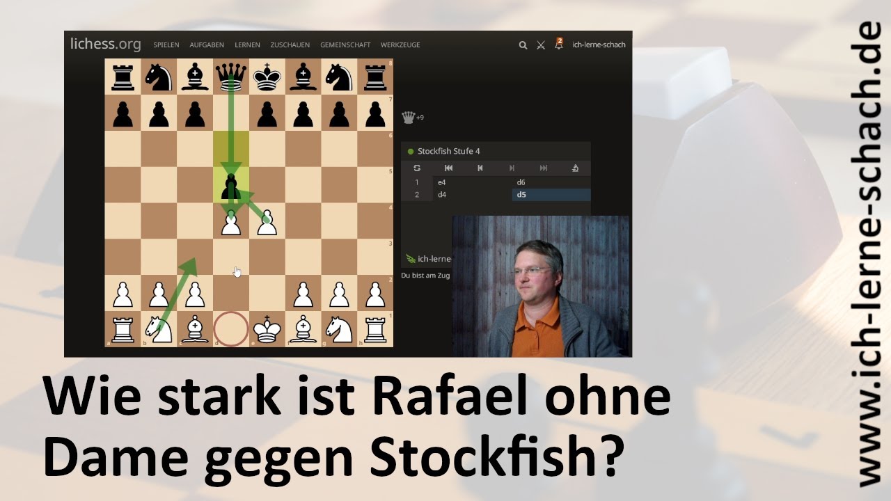 Wie stark ist Rafael ohne Dame gegen Stockfish?