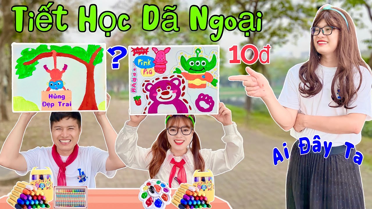 Hằng Nheo | Tiết Học Dã Ngoại - Thử Thách 24H Vẽ Tranh Gấu Dâu và Con Khỉ