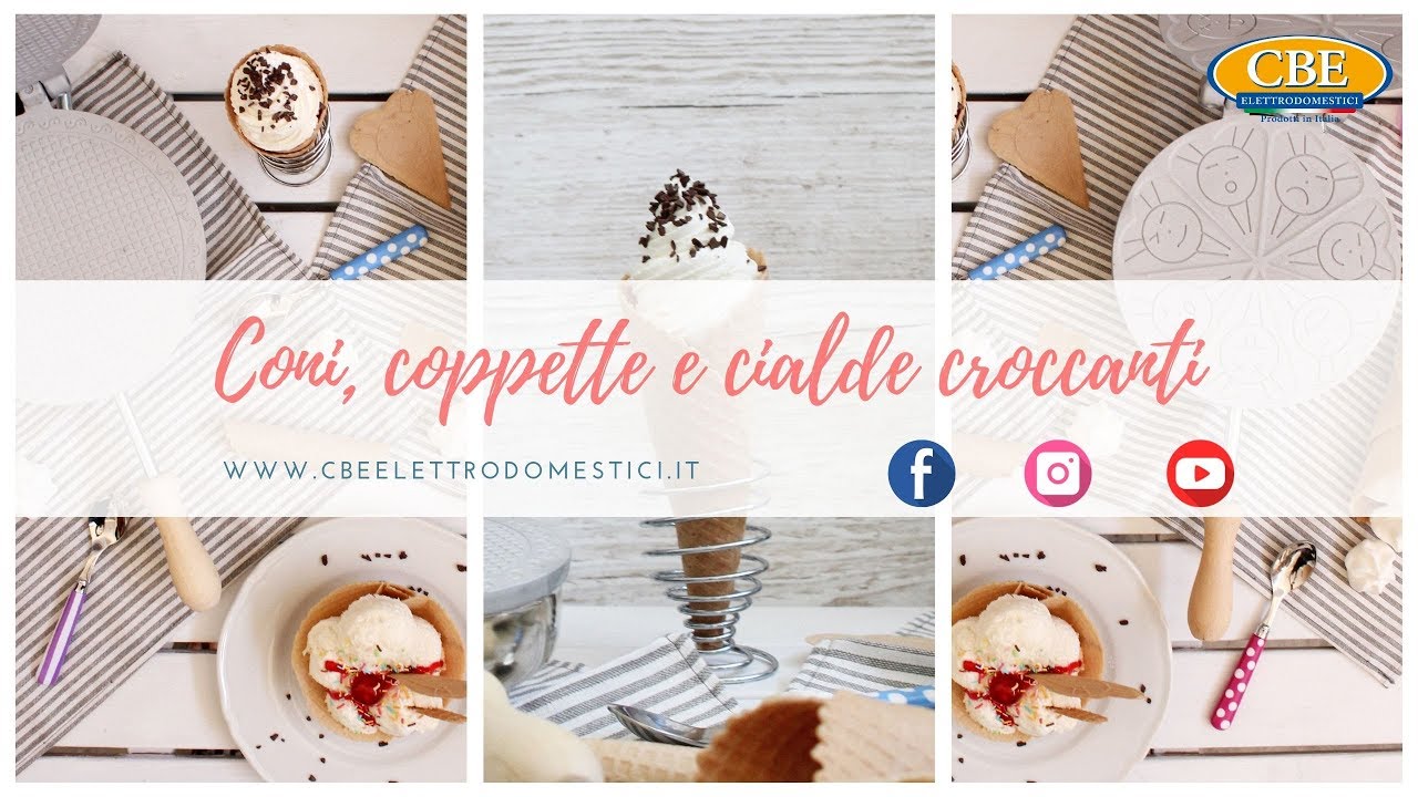 Ricetta per coni, coppette e cialde croccanti. Biscottiere n. 8010100 e 8015100