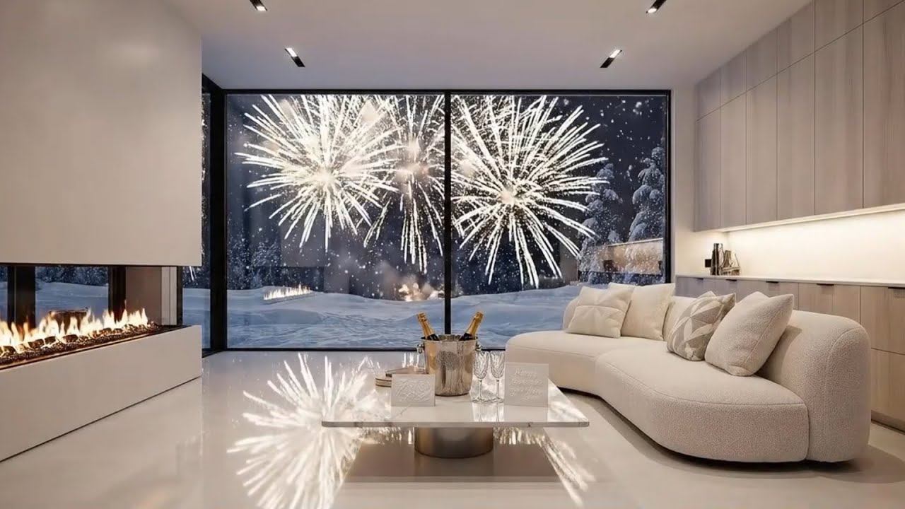 New Year 2026 Countdown & Fireplace Sounds 🥂 Soothing Piano Music ❄️ Deep Relaxation Winter Ambience