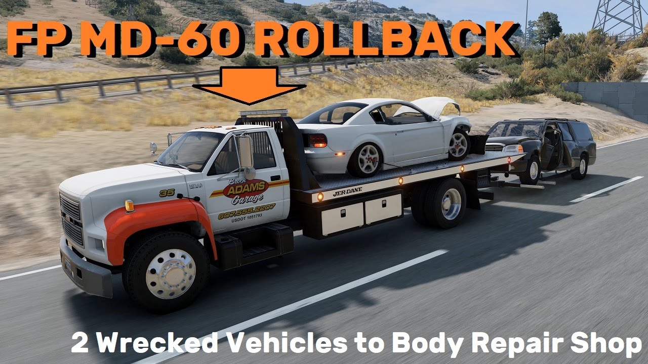 BeamNG.drive (Mod) Freeroam: West Coast, USA - 2 Wrecked Vehicles to Body Repair Shop