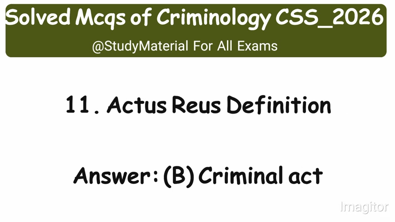 Today Solved CSS_2026 Criminology Paper Objective Part