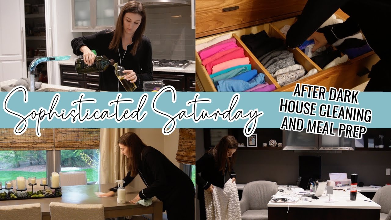 AFTER DARK CLEAN WITH ME AND MEAL PREP // Solo Saturday Night Clean Up + Cleaning the Kitchen