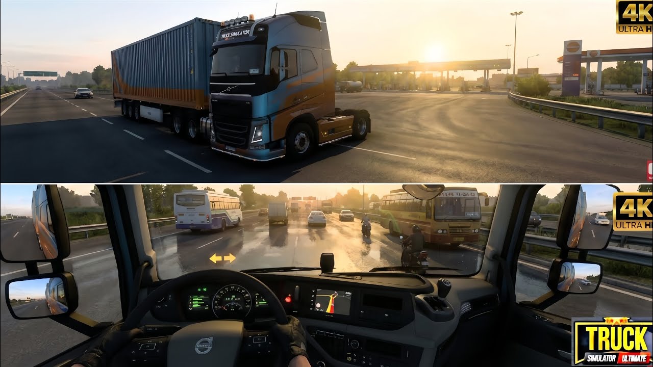 Rain, Sunset & Heavy Traffic: Most Realistic Truck Driving Experience (4K 60FPS)