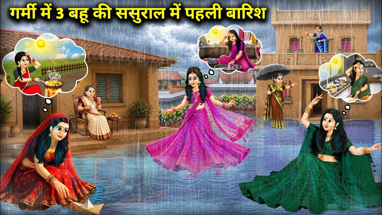 The First Summer Rain for 3 Daughters-in-Law at Their In-Laws | Cartoon Video