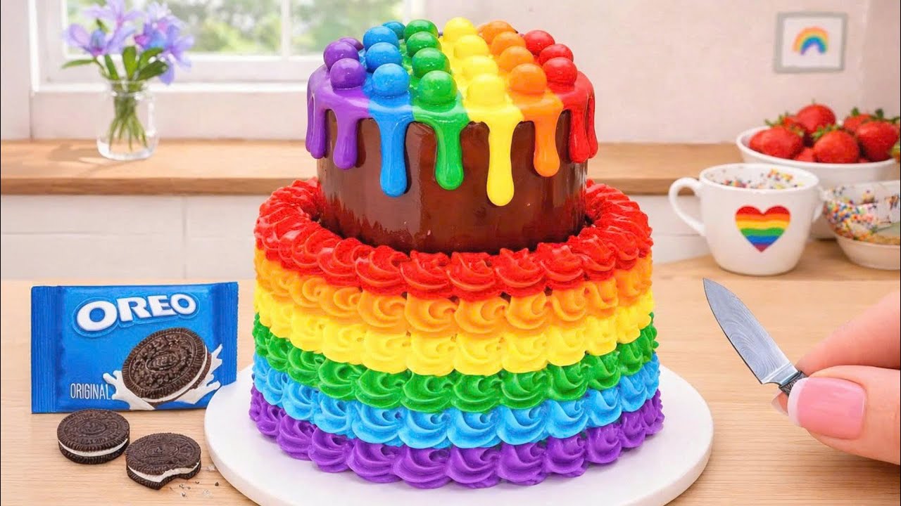 1000+ Mini Rainbow Cake Recipe With Chocolate 🌈 Satisfying Rainbow Buttercream Cake Decorating Ideas