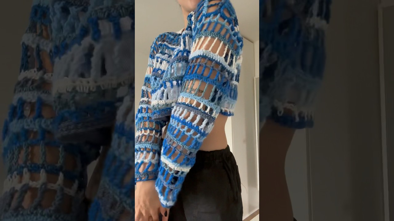 Crochet mesh top 💙 #crochetting #crochet #crochettop