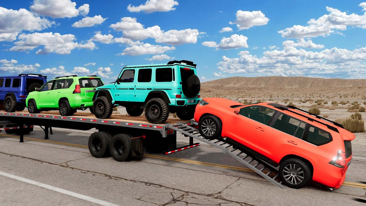 Flatbed Truck Mcqueen | Transportation with Truck - Pothole vs Car #31 - BeamNG.Drive
