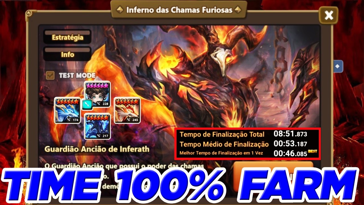 TIME 100% FARMAVEL PARA BOSS INFERATH no Summoners War |By: Clã Destino