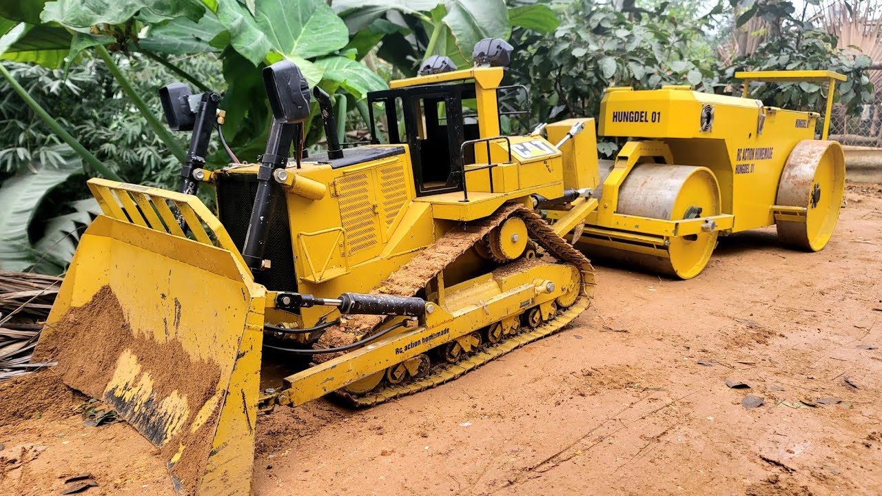 road building part 4, road roller and bulldozer | rc action homemade