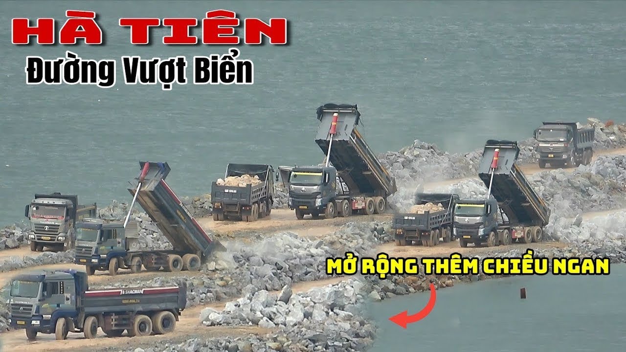 Đường Vượt Biển Hà Tiên-Tăng Cường Đá Tảng Lớn Để Nới Thêm Chiều Ngang