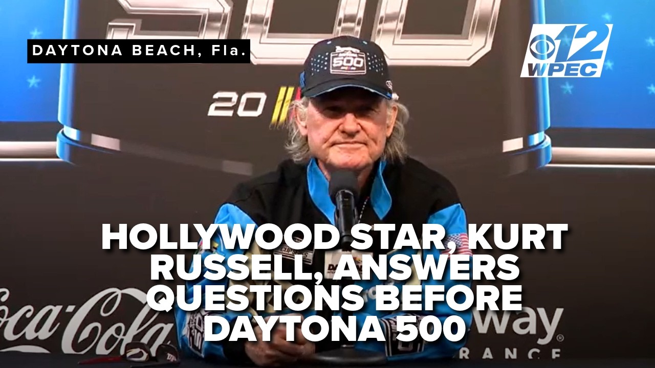 Kurt Russell steps up to the mic before the DAYTONA 500