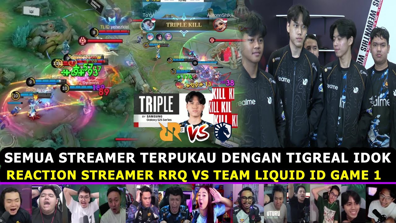 MAHAL BANGET TIGREAL IDOK!! REACTION STREAMER RRQ HOSHI VS TEAM LIQUID ID REAKSI GAME 1