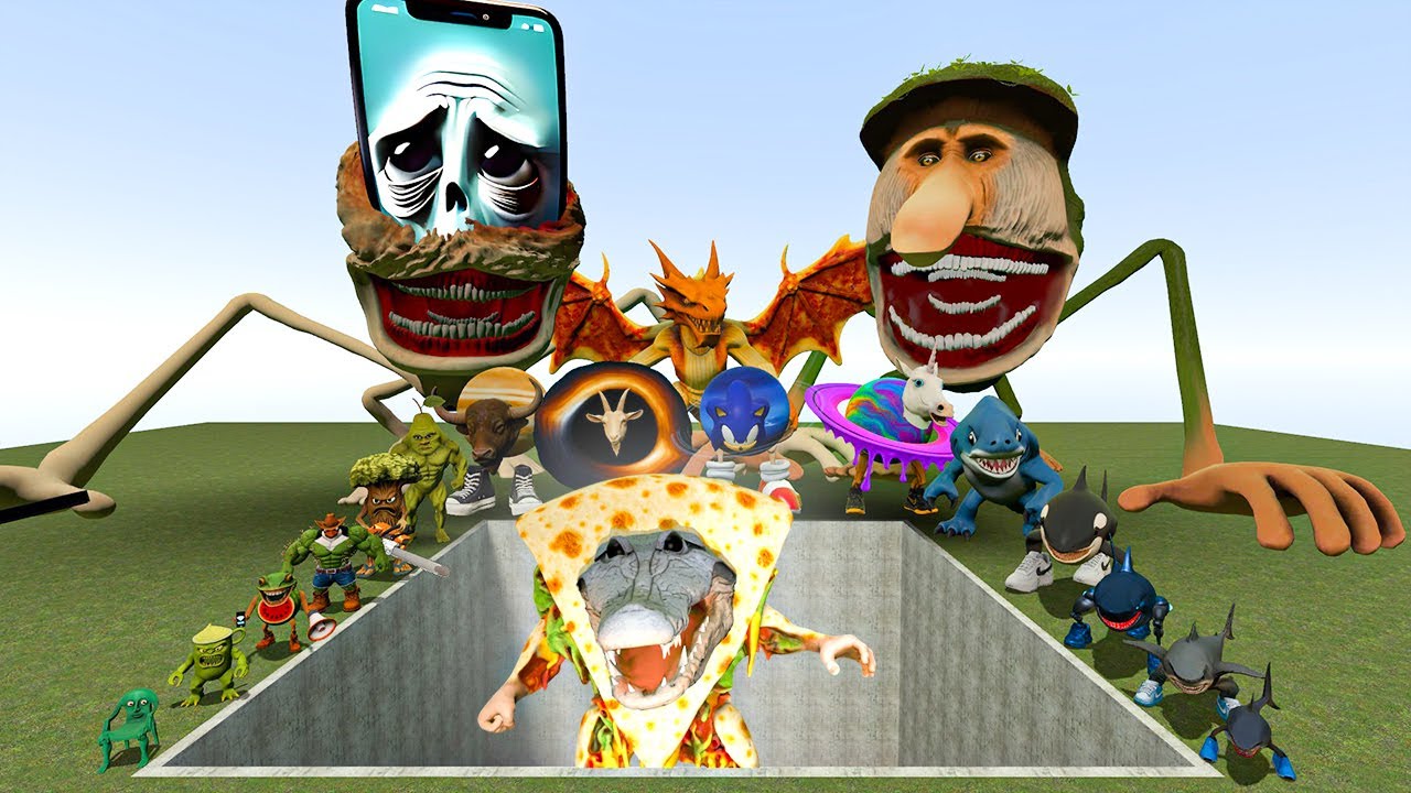 AI Brainrot Memes vs Quesadilla Crocodilla Bosses in Giant Pit – Gmod Chaos