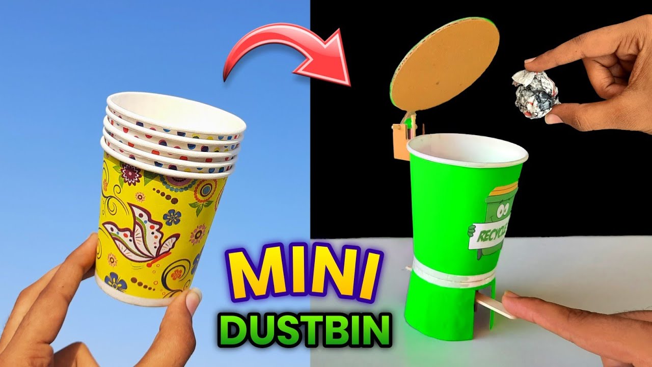 Best Mini Dustin made from paper cup , how to make desk organizer , how to make dustbin