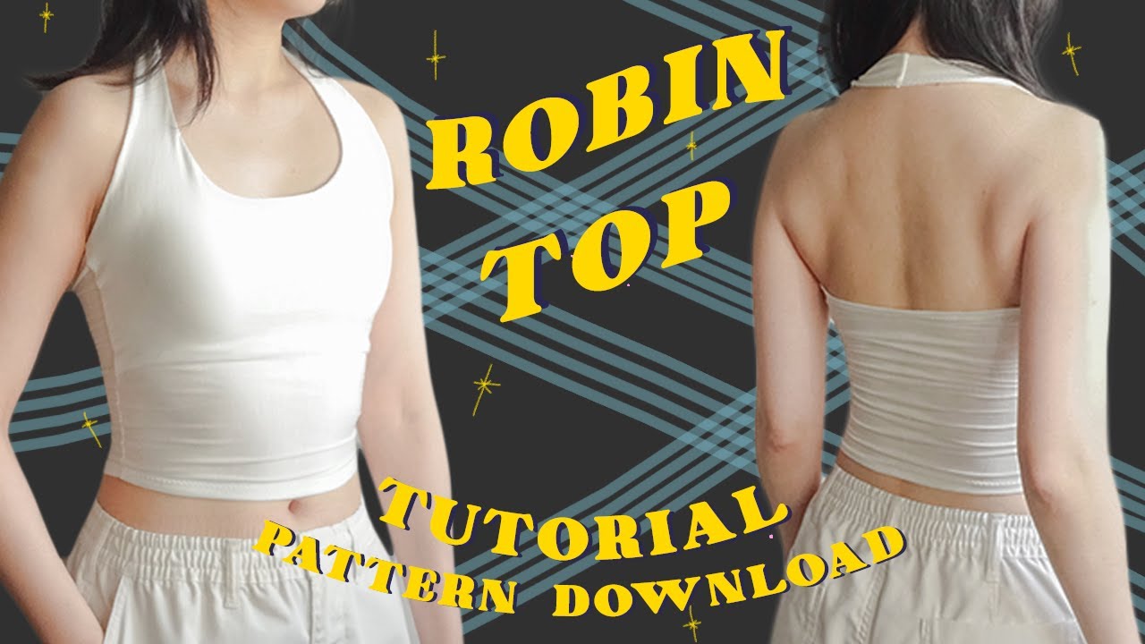 How to Make a Halter Top with Built-In Bra Pads &ndash; Pattern in Description (turn on subtitles)