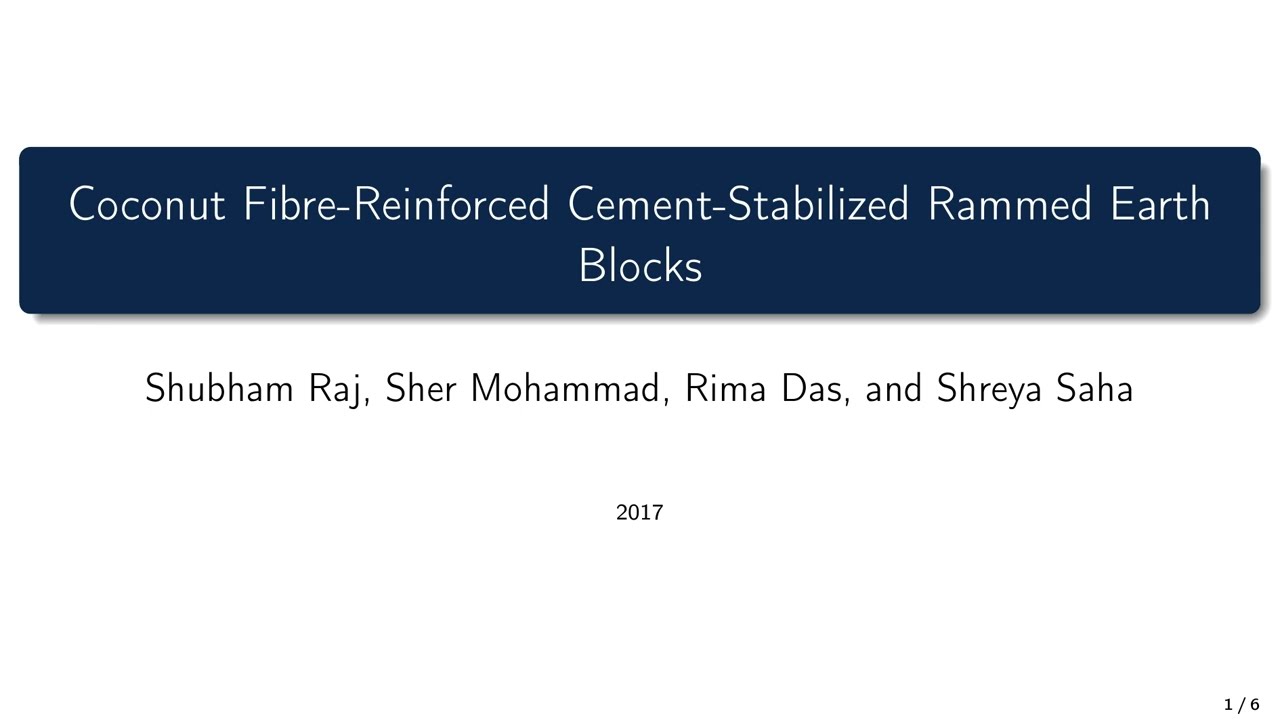 Coconut Fibre-Reinforced Cement-Stabilized Rammed Earth Blocks | NIT Agartala Research | Saral AI