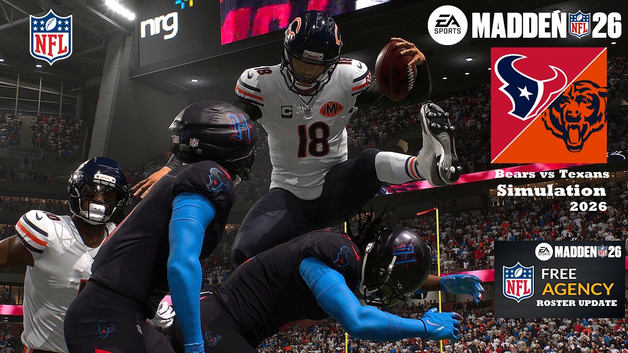 Madden 26 Kalif Raymond Bears vs David Montgomery Texans - Updated Roster Simulation 2026 Game Play