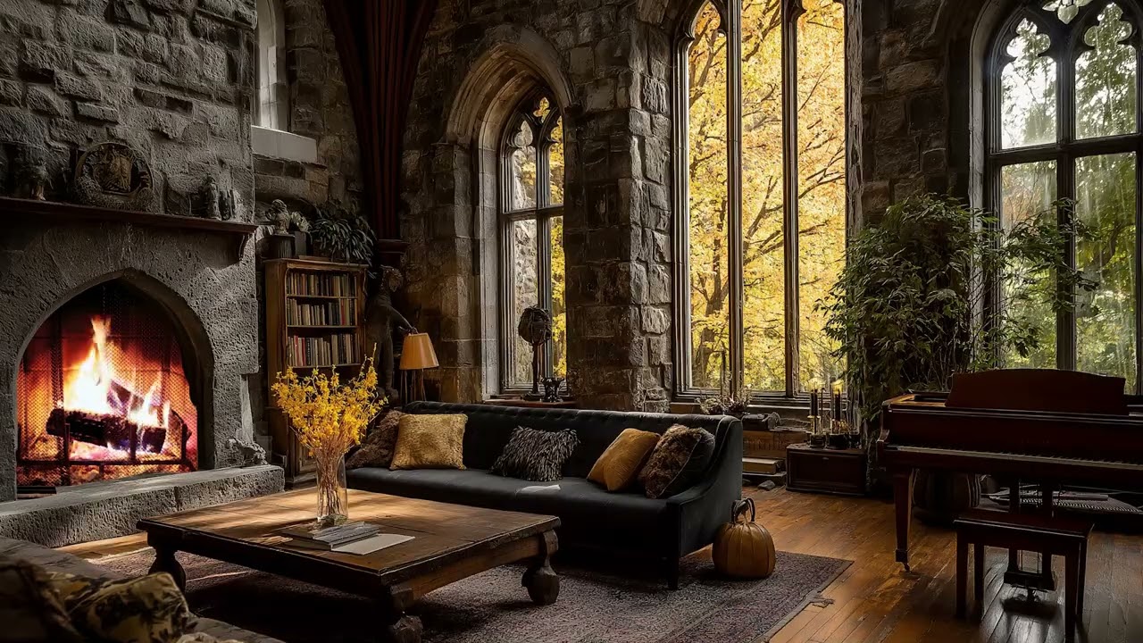 Hearthside Melodies | Gentle Rain Piano by the Fireplace for Cozy Nights, Relaxation, and Sleep