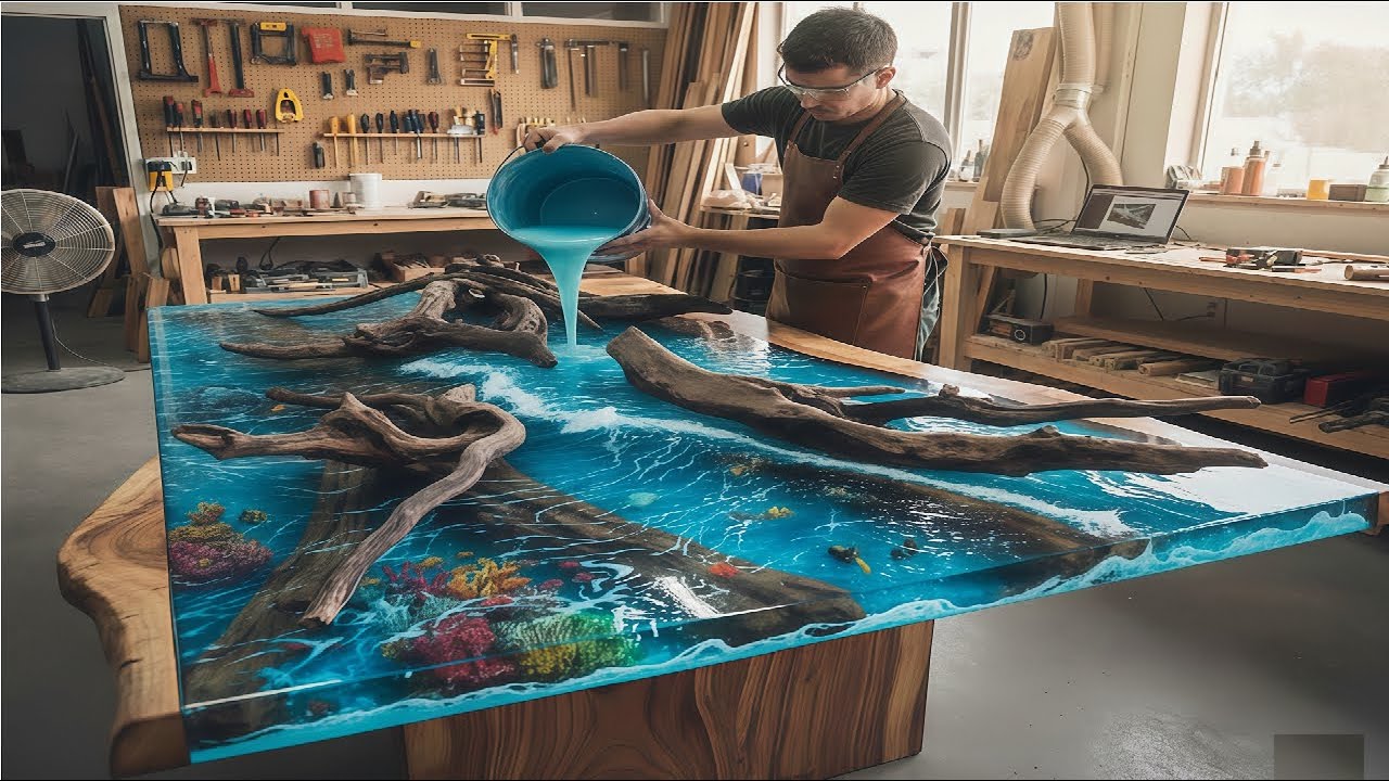 How to Create Amazing Epoxy Ocean Waves on Mahogany Wood