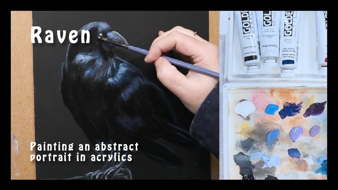 Raven: Painting an animal portrait in acrylics - no narration