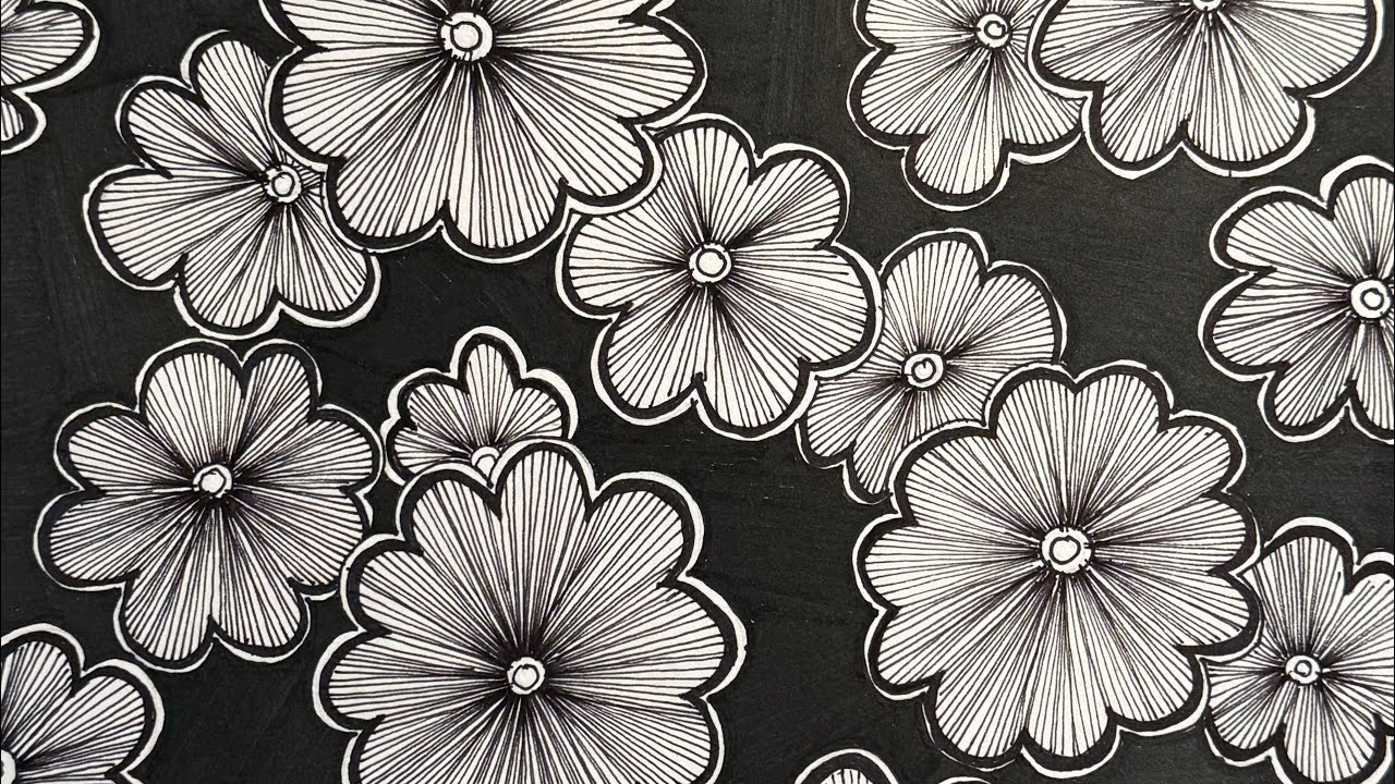 Black & White Flower Sketch | Detailed Line Art Drawing 🌸