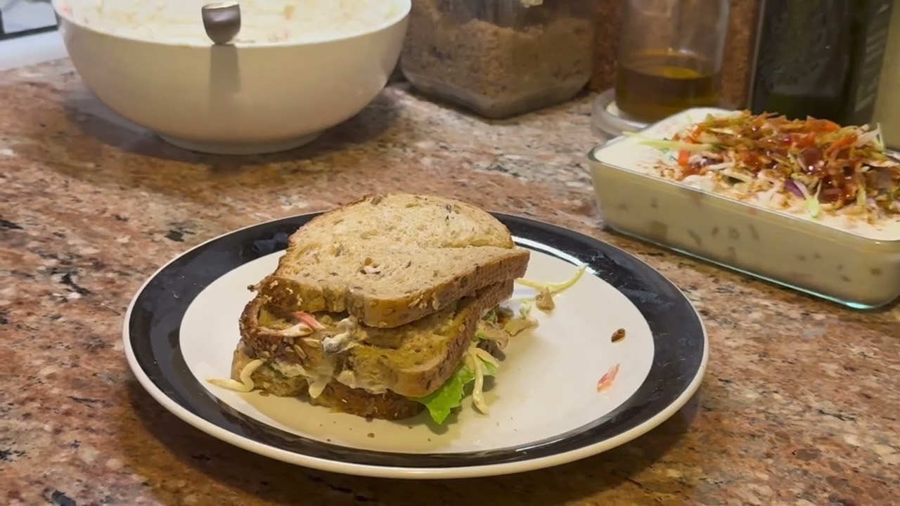 Chicken n veggie sandwichs . 