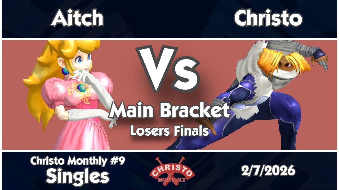 Christo Monthly #9 - Aitch (Peach) vs Christo (Sheik) Melee Singles Main Bracket (Losers Final)