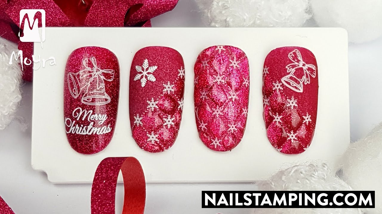 Festive nail art with magnetic gel polish (nailstamping.com)