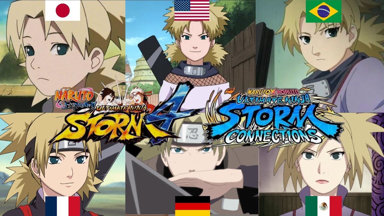 Comparación de doblaje Naruto Storm Connections(Jap,Ing,Bra,Fra,Ale,Lat)+Storm4 (Temari)