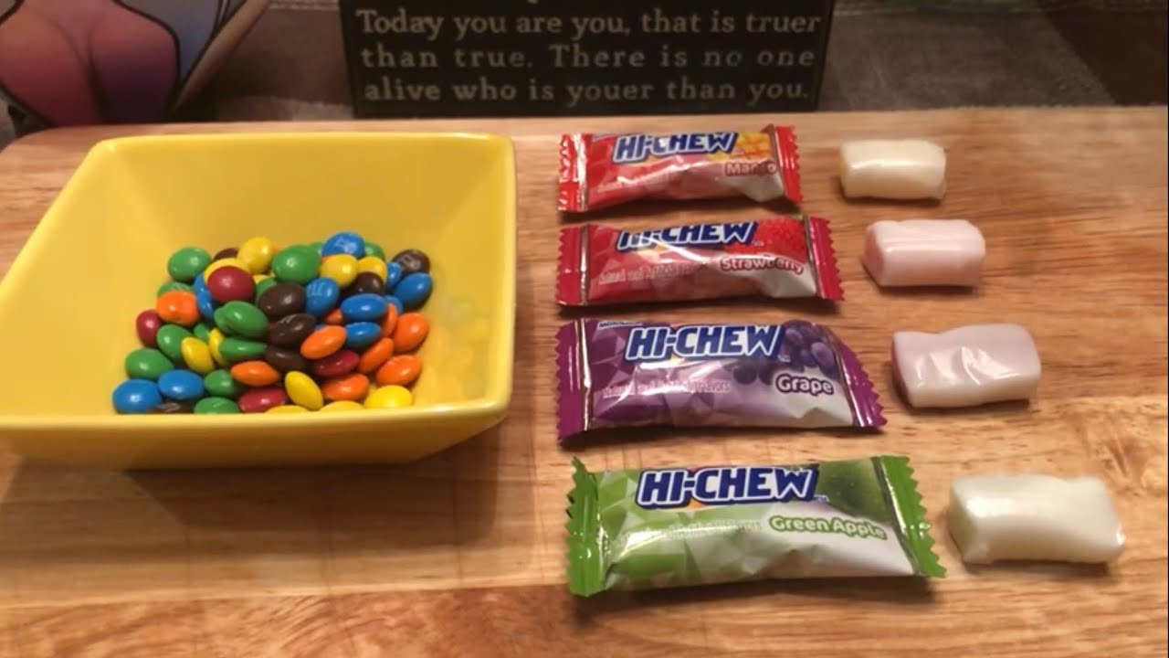 ASMR Whisper/Eating Sounds: HiChew and Mini M&Ms