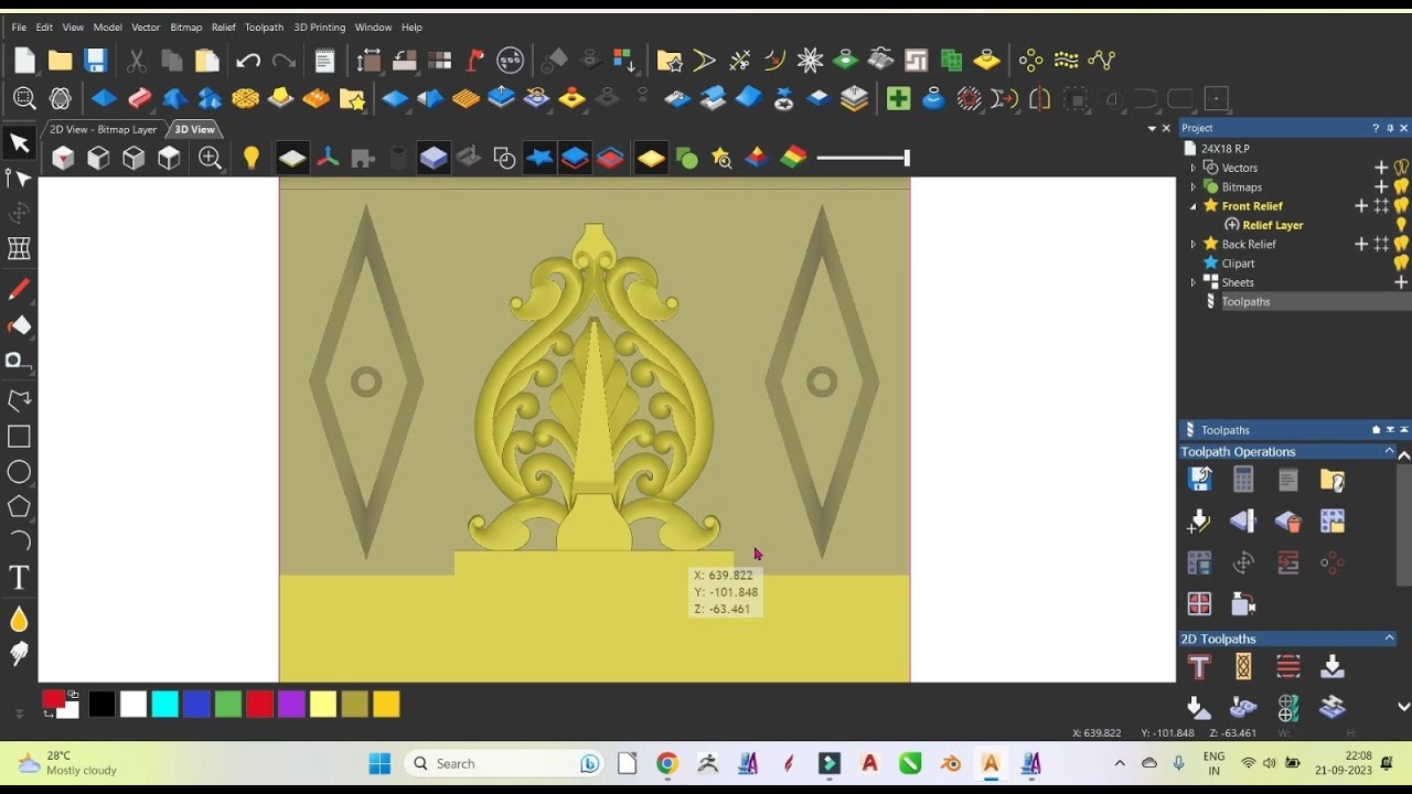 3D PILLER DESIGN STONE WORK ARTCAM 2018