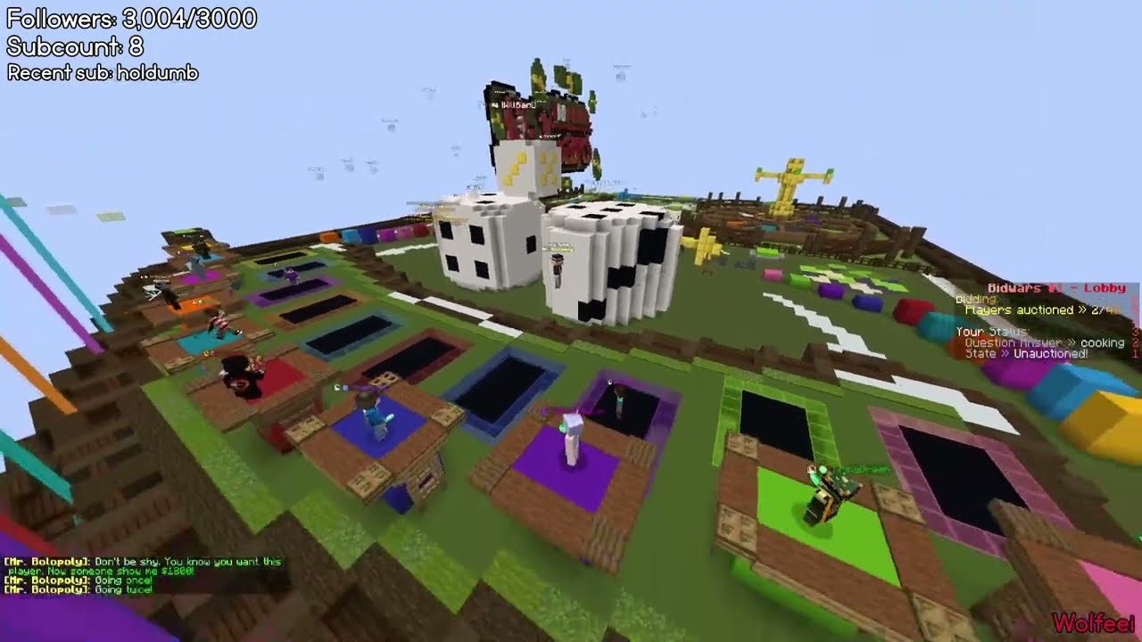 Minecraft Tournament where people spend money on me?! Bidwars (VOD)