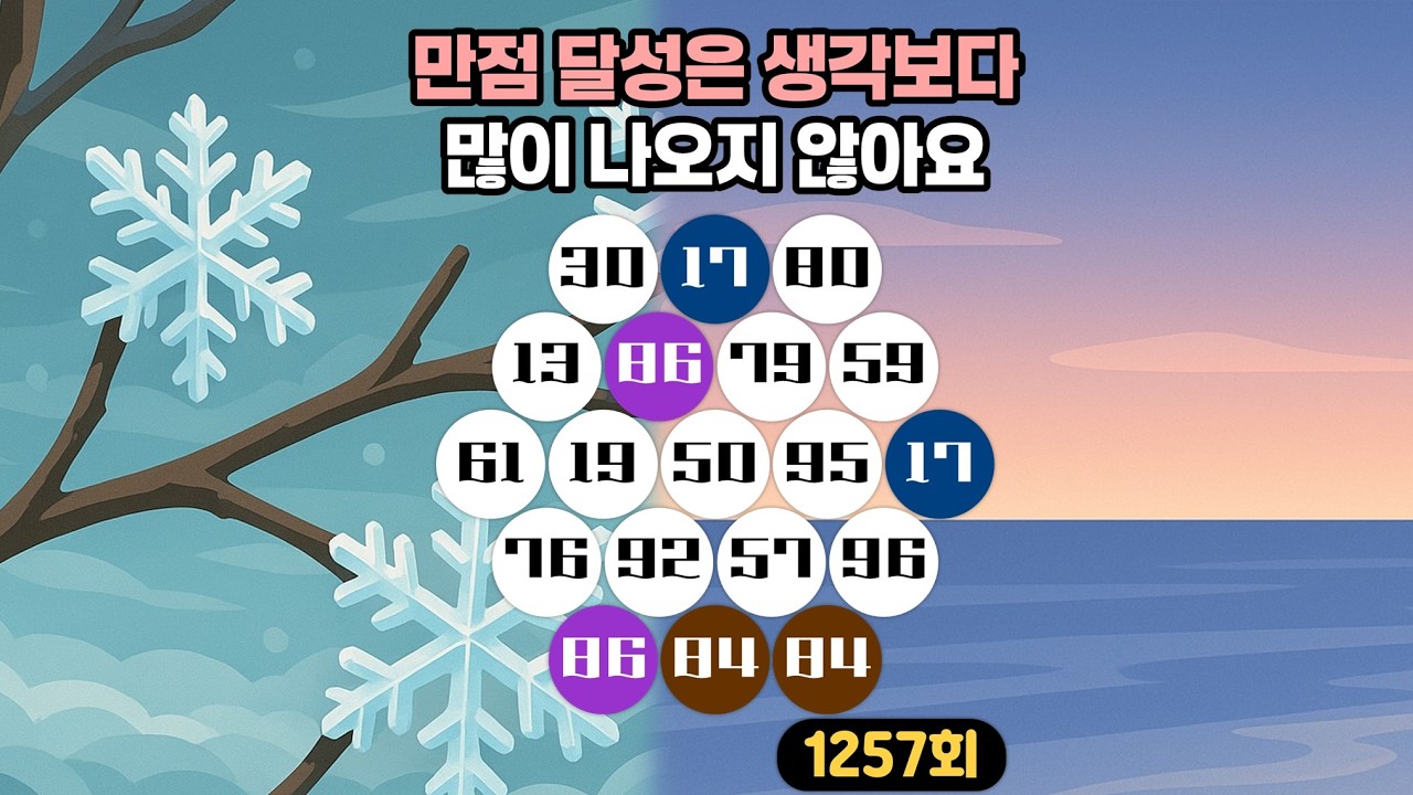 [같은숫자찾기] 1257회 - 만점 달성은 생각보다많이 나오지 않아요! 👀✨💡