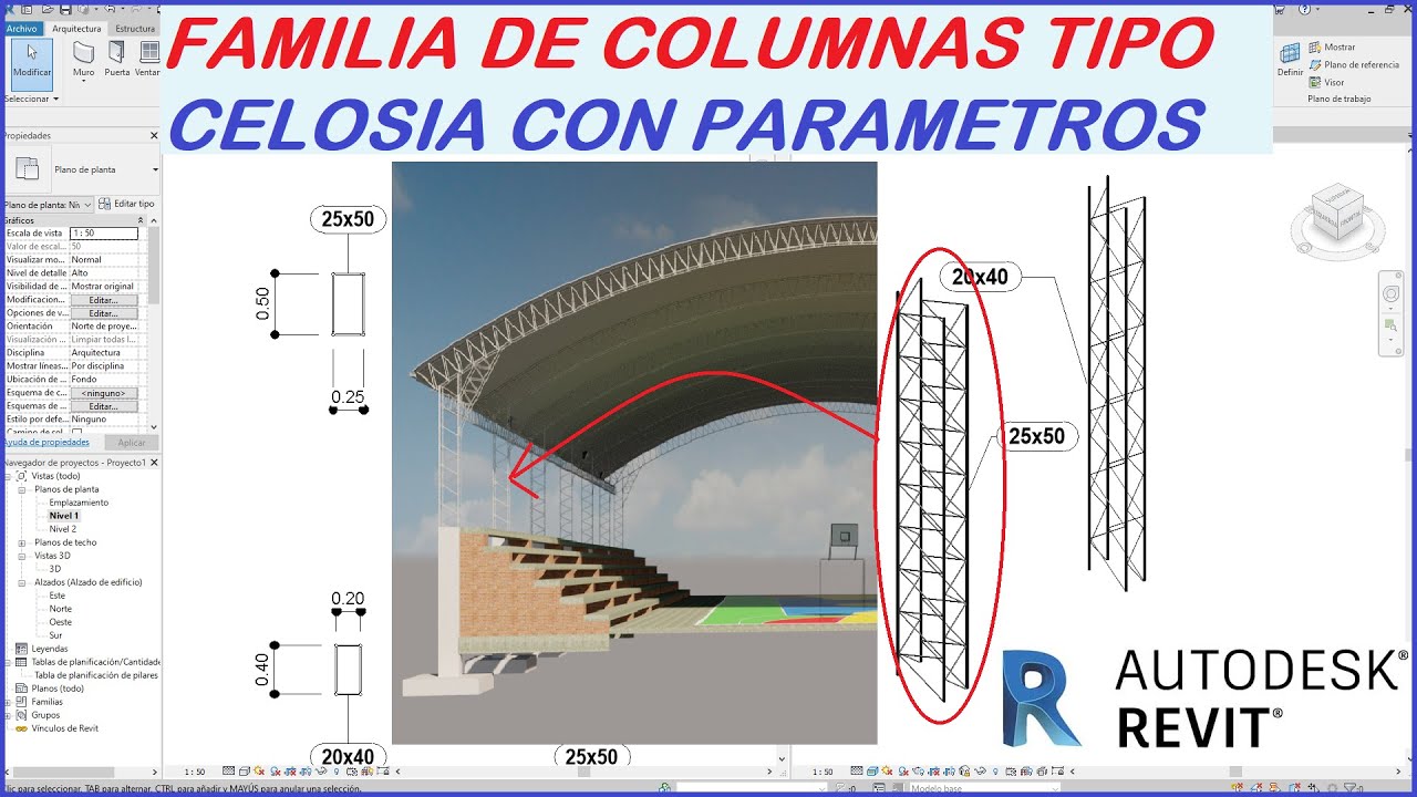 P2 - COMO CREAR FAMILIA DE COLUMNA TIPO CELOSIA COMPUESTAS POR BARRAS DE ACERO LISO