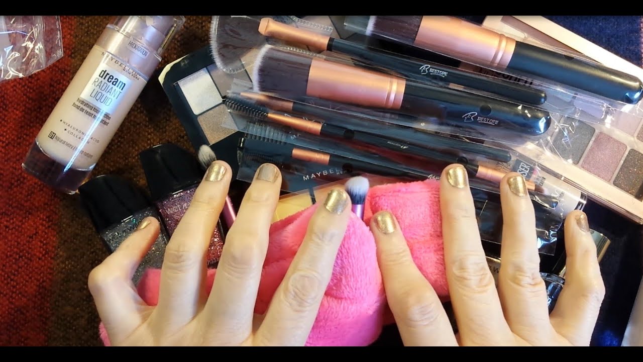 ASMR | Makeup & Nail Polish Haul - Show & Tell - Crinkly Plastic! Whispered Chat Ramble & Tea