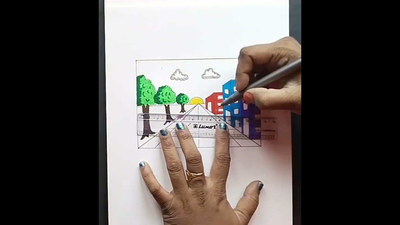 Village and City Landscape drawing (Full drawing video link in description box) @sreebaviart