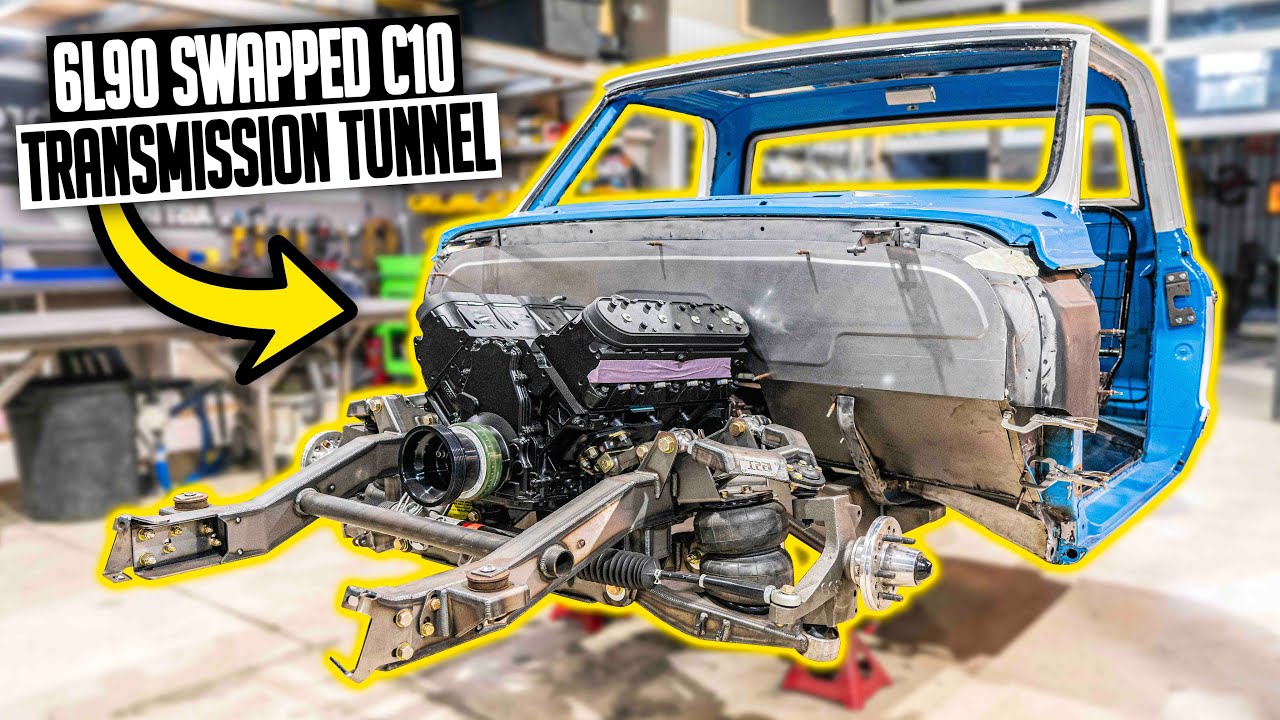 Fabricating a Custom 6L90 C10 Transmission Tunnel - Bagged LS Swapped Chevy Truck Ep. 3