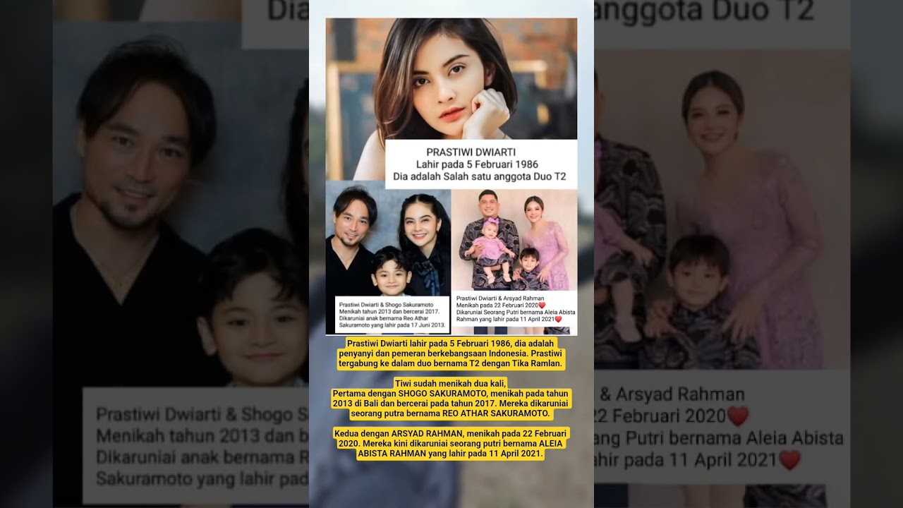 Penyanyi dan Pemeran Prastiwi Dwiarti menuat duo bernama T2 dan Sudah Menikah 2 Kali #shorts