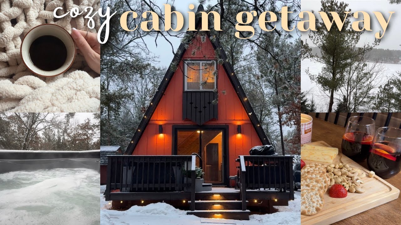 staying at a dreamy winter cabin | cozy food, mulled wine, hot tub & slowing down