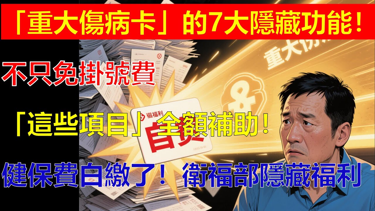 健保費白繳了！衛福部隱藏福利「重大傷病卡」的7大隱藏功能！不只免掛號費，連「這些項目」都全額補助！別讓你的權利睡著了！#生活小妙招 #生活 #生活經驗