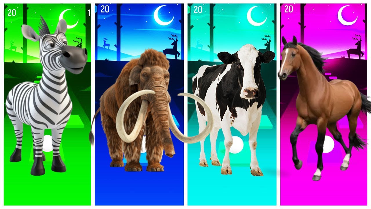 TILES HOP - FANNY ZEBRA 🆚 FANNY MAMONTH 🆚 FANNY COW 🆚 FANNY HORSE 🎯 in Tiles Hop EDM Rush🎶