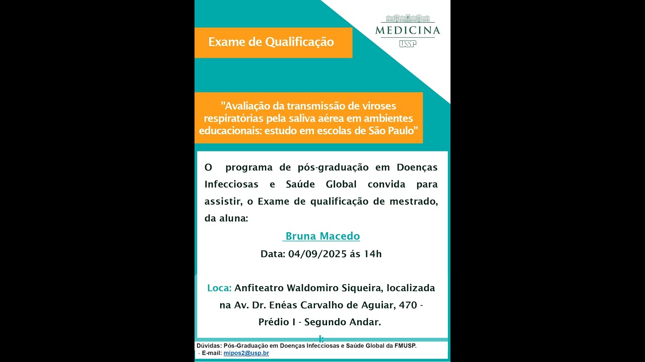 Avaliação da transmissão de viroses respiratórias pela saliva aérea em ambientes

educacionais: estu