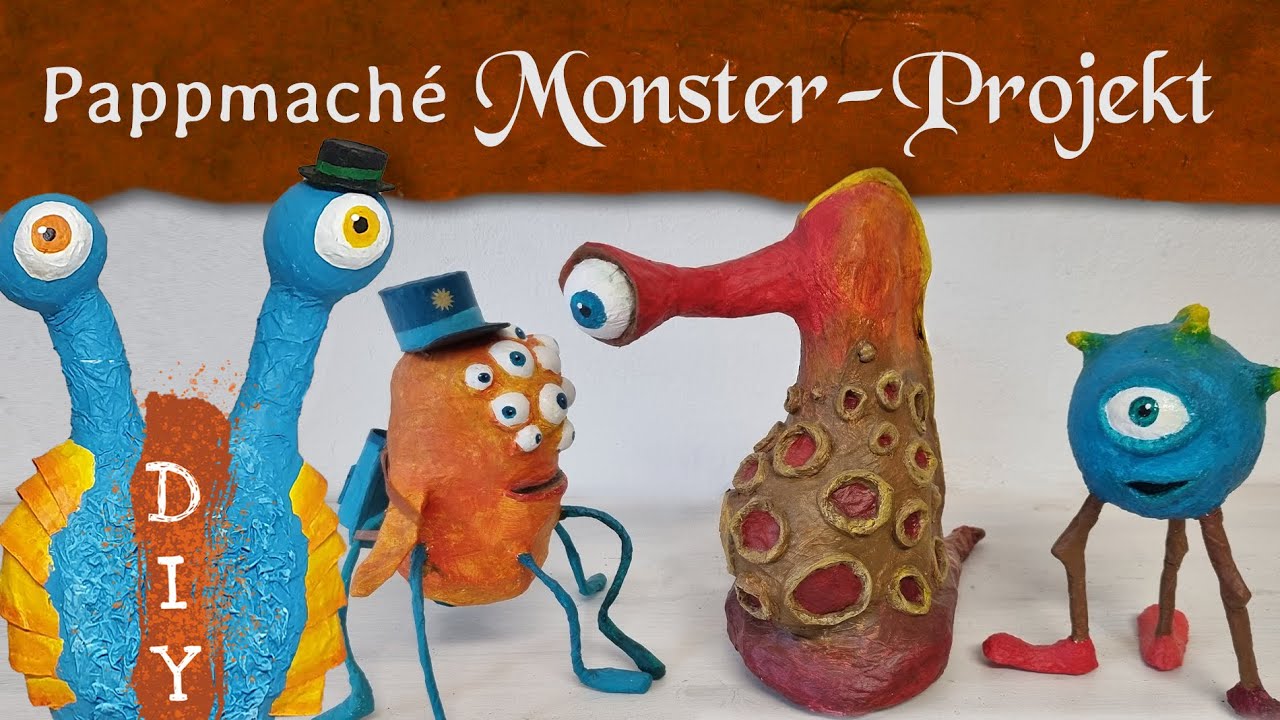 Pappmaché Monster - Upcycling Projekt, DIY, Bastelidee für Zuhause und den Kunstunterricht