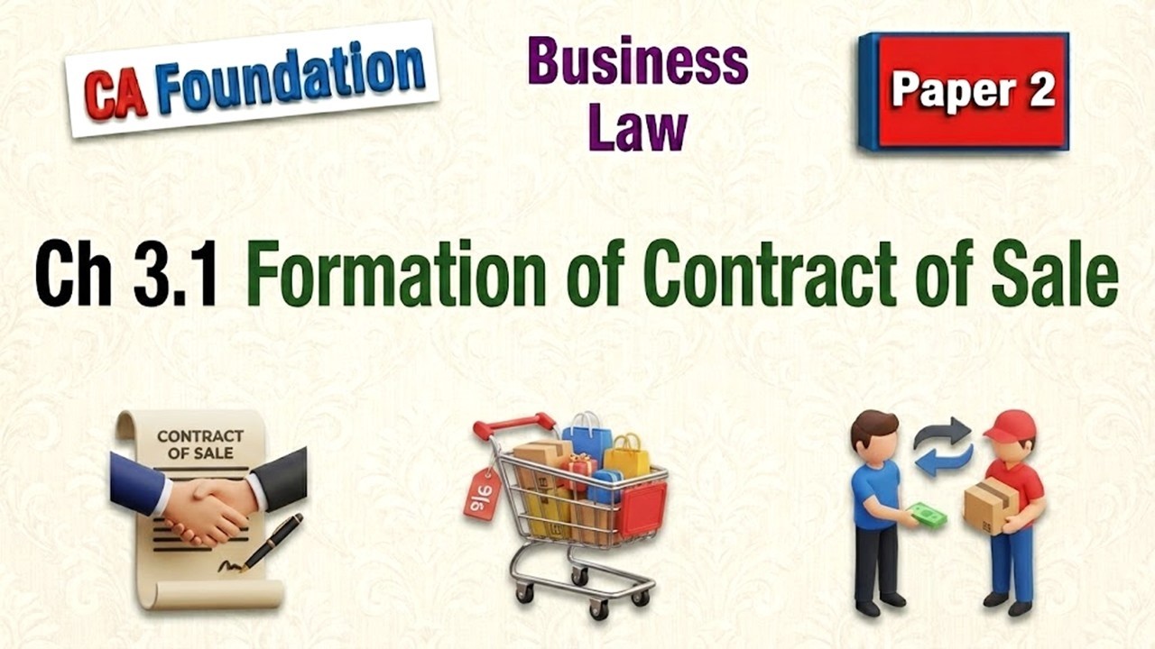 🎓CA Foundation | Paper-2 | Ch-3.1 | Formation of the Contract of Sale | ⚖️Business Laws