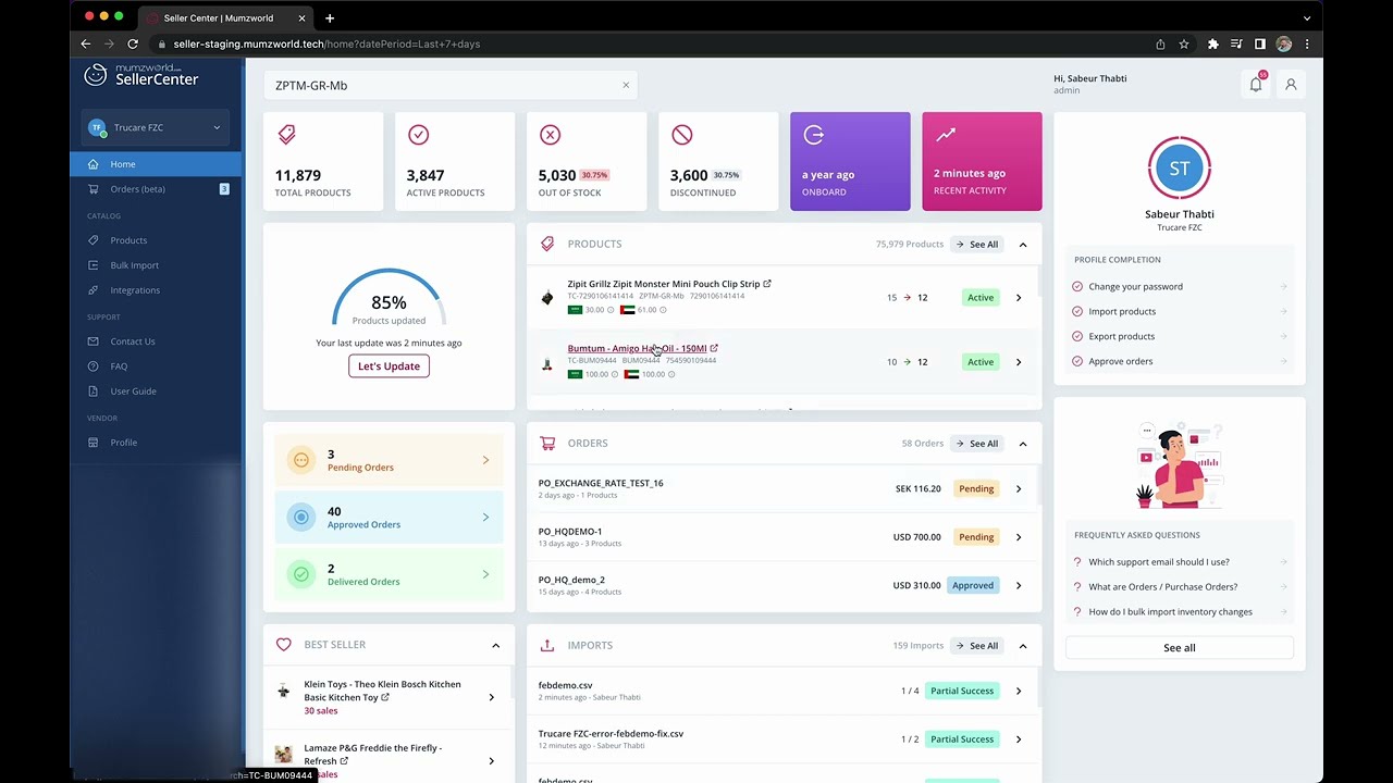 Seller Center Product Quantity Bulk Upload