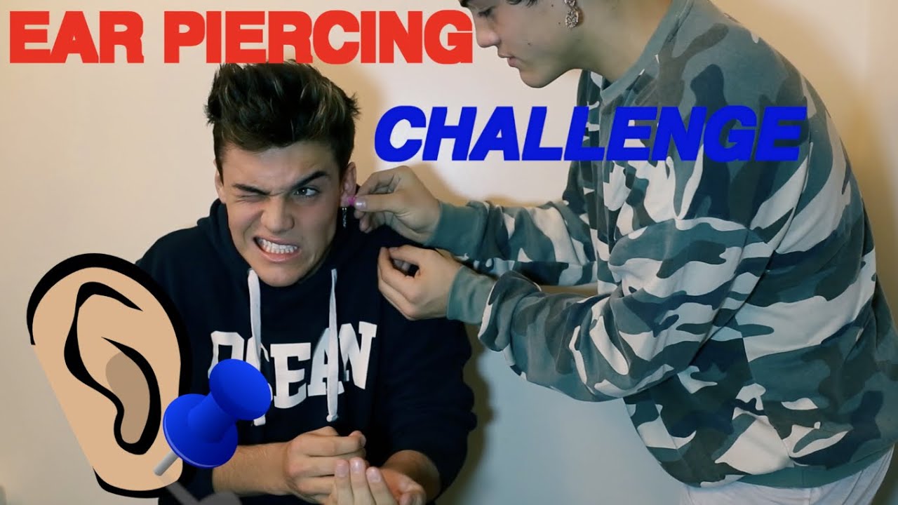 EAR PIERCING CHALLENGE // Dolan Twins ft. Nate Garner