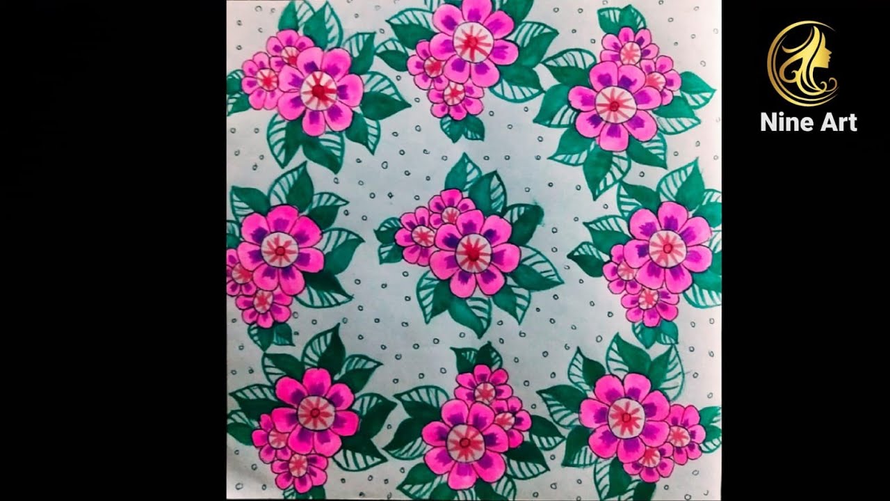 How to painting with drawing a widespread floral pattern.//